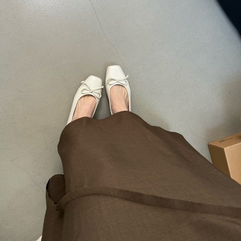 Fairy Style Gentle Shoes For Women 2025 Spring New Bow Square Toe Flats Shoes Silver Shallow Mouth Beanie Shoes - Image 4